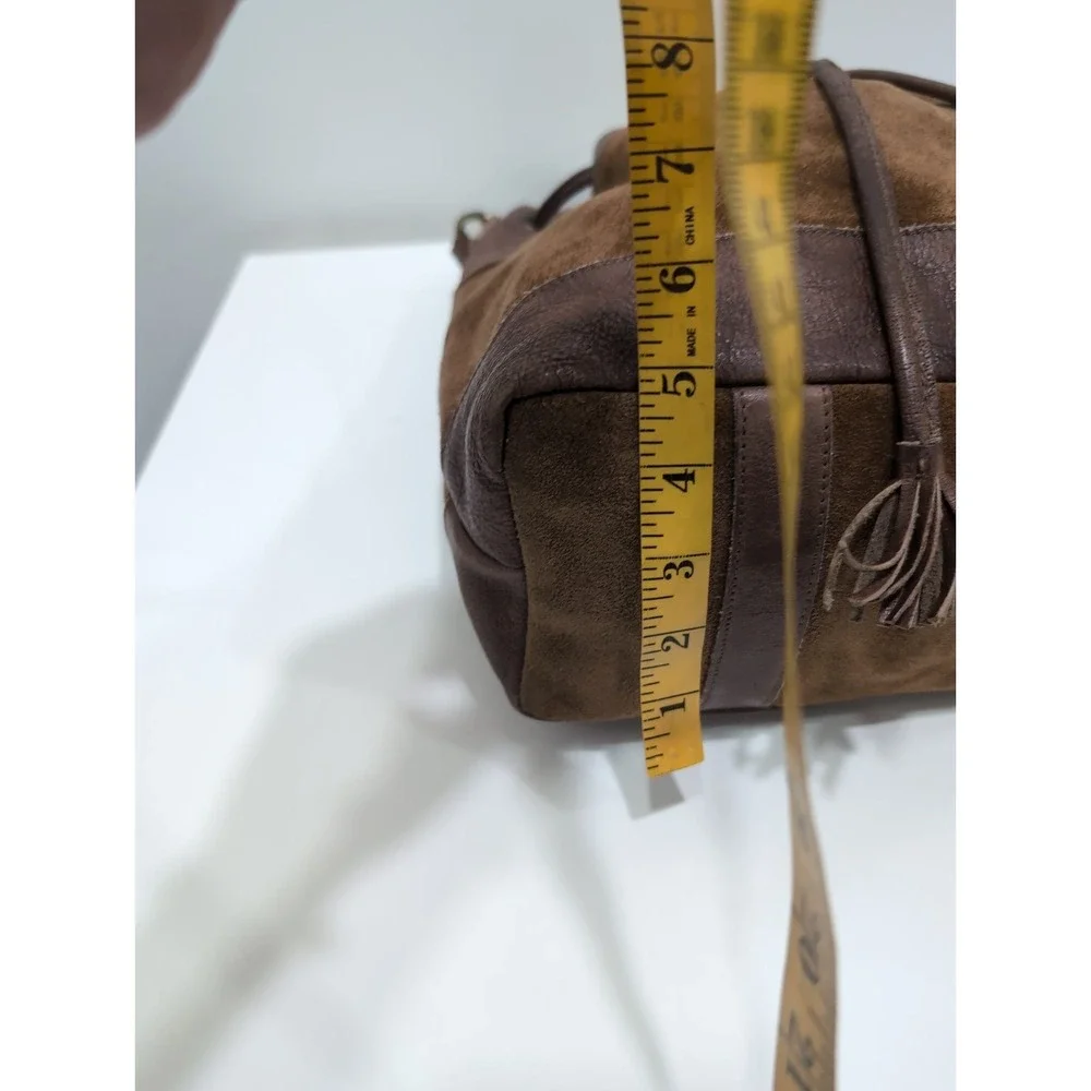 Anabaglish Rowan Brown Suede /Leather Bucket Bag Drawstring Tassel Detail